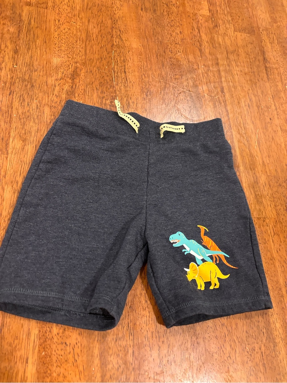 Charcoal Kids Stretch Knit Shorts with Dino Graphic size 3T